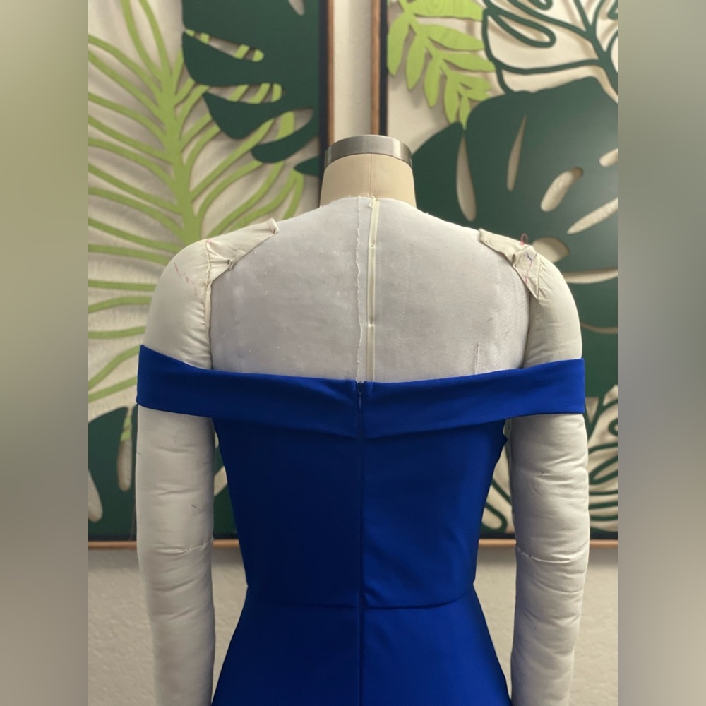 AX PARIS BLUE OFF SHOULDER HIGH LOW DRESS - Picture 8 of 9